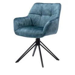 Blauer Armlehnenstuhl aus Velours - Paleara (2er Set)