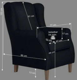 Blauer Ohrensessel mit Buche Beinen - Mag