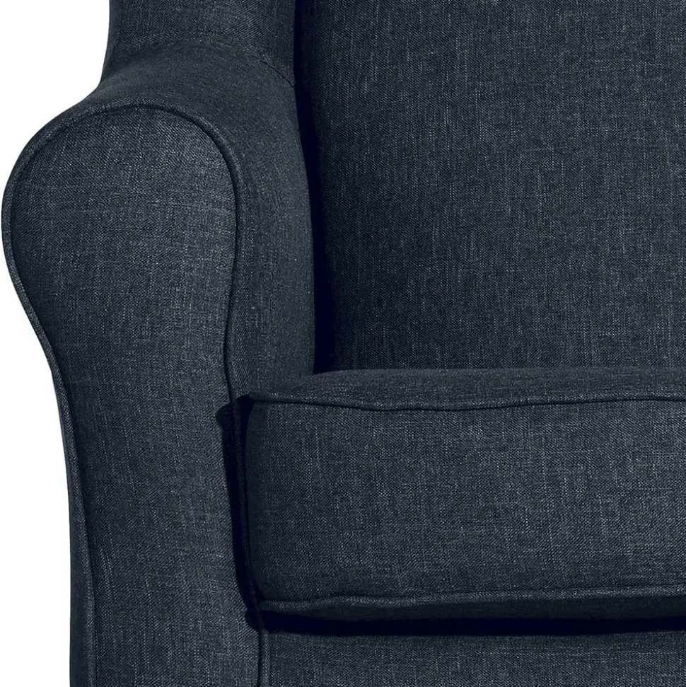 Blauer Ohrensessel mit Buche Beinen - Mag