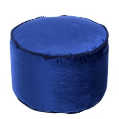 Blauer Samt Pouf in runder Form - Briotova
