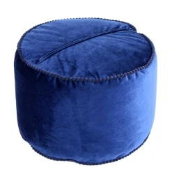 Blauer Samt Pouf in runder Form - Briotova