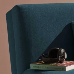 Blauer Schlafsessel mit Flachgewebe Stoffbezug - Tirenaso