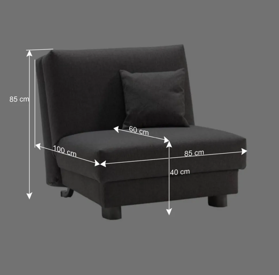 Blauer Schlafsessel mit Flachgewebe Stoffbezug - Tirenaso