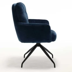 Blauer Tischsessel mit Chenillebezug - Catrizia (2er Set)