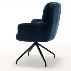 Blauer Tischsessel mit Chenillebezug - Catrizia (2er Set)