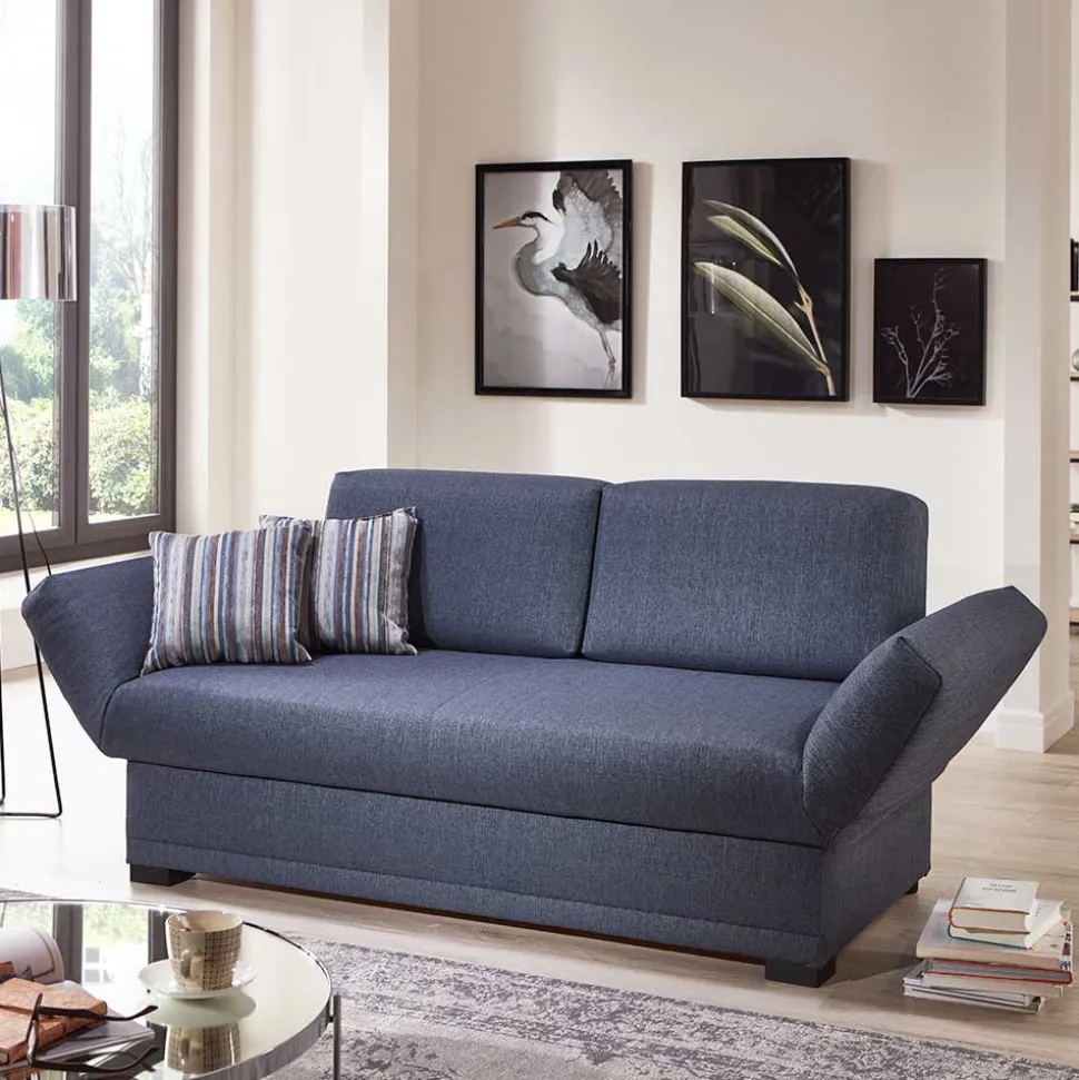 Blaues Schlafsofa mit verstellbaren Armlehnen - Lash