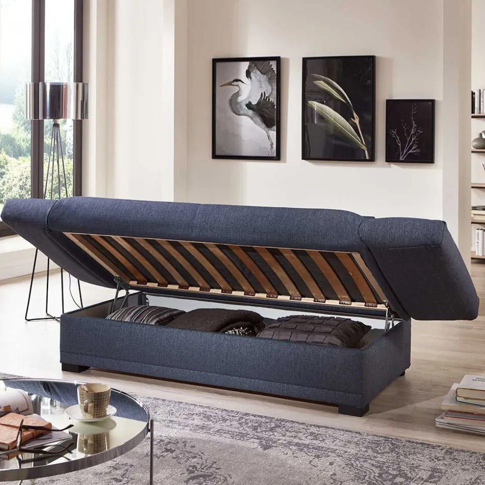 Blaues Schlafsofa mit verstellbaren Armlehnen - Lash