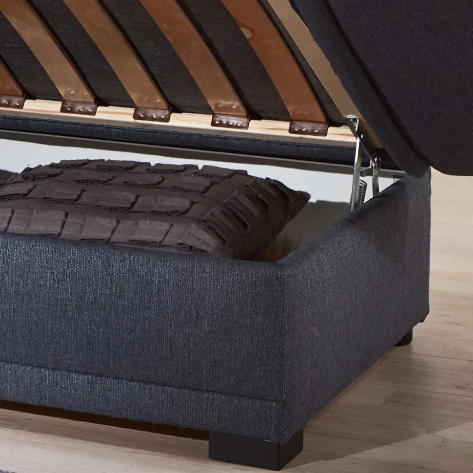 Blaues Schlafsofa mit verstellbaren Armlehnen - Lash