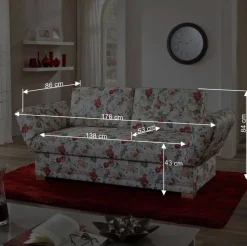 Blaues Schlafsofa mit verstellbaren Armlehnen - Lash