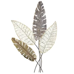 Blätter Wanddekoration in Gold Silber Grau - Kito