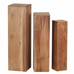 Blumensäulen Set Vislan aus Holz massiv Akazie (dreiteilig)
