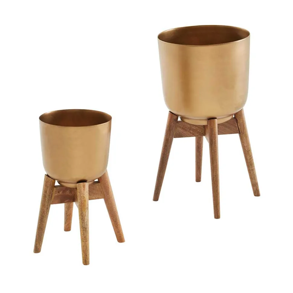 Blumentöpfe aus Metall in Gold - Nell II (zweiteilig)