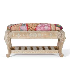 Boho Polsterbank in Holz White Wash - Sorellas