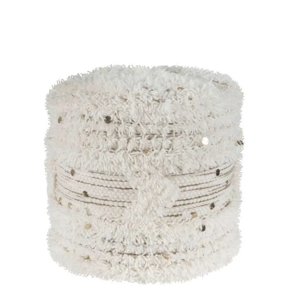 Boho Sitzhocker in Cremeweiß - Gloria