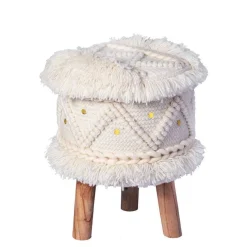 Boho Style Hocker in Cremeweiß - Puertos