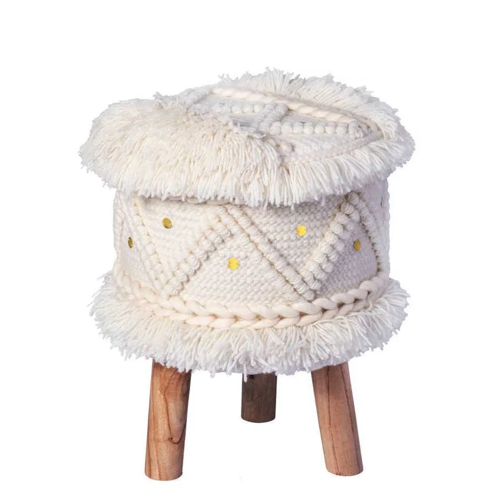 Boho Style Hocker in Cremeweiß - Puertos