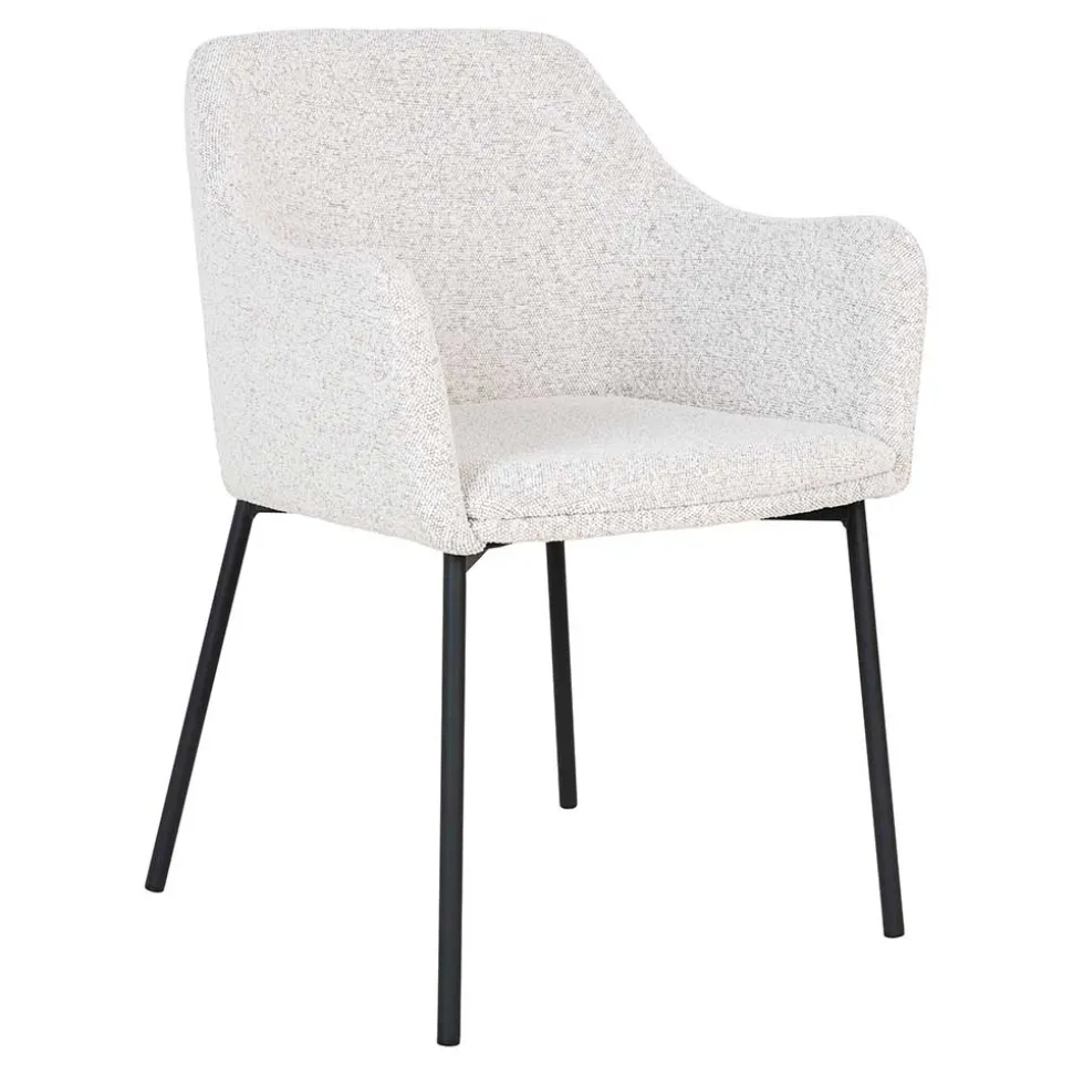 Boucle Armlehnenstühle in Cremeweiß - Astrida (2er Set)