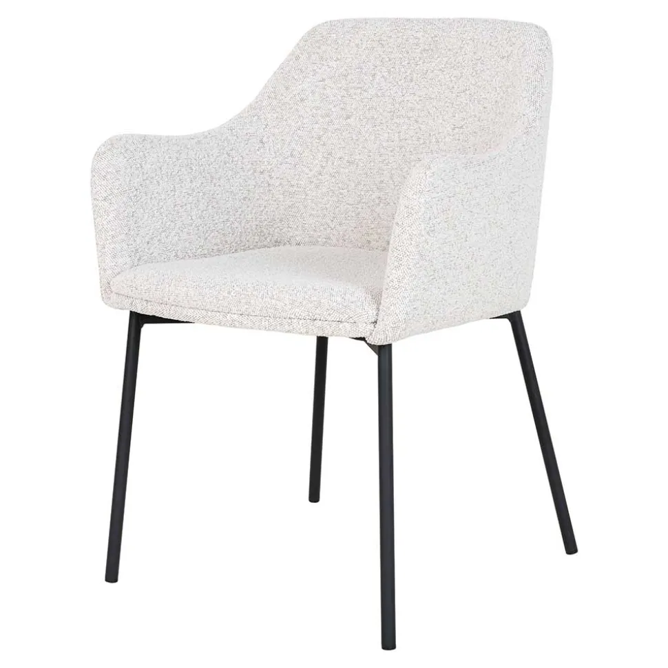 Boucle Armlehnenstühle in Cremeweiß - Astrida (2er Set)