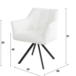 Boucle Armlehnenstuhl in Creme - drehbar - Tobrina (2er Set)