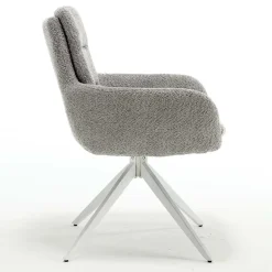 Boucle Armlehnenstuhl in Grau - Lulumo (2er Set)