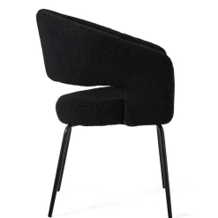 Boucle Armlehnenstuhl in Schwarz - Ivonata (2er Set)