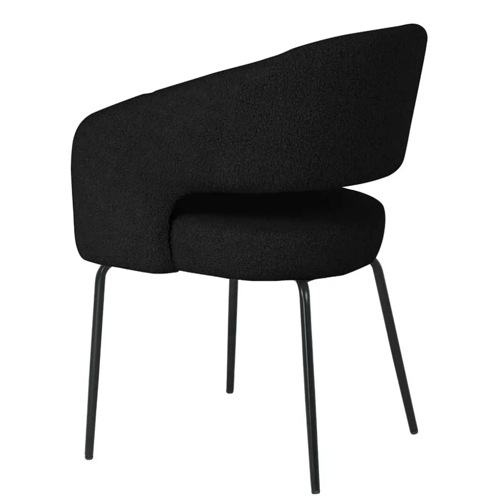 Boucle Armlehnenstuhl in Schwarz - Ivonata (2er Set)