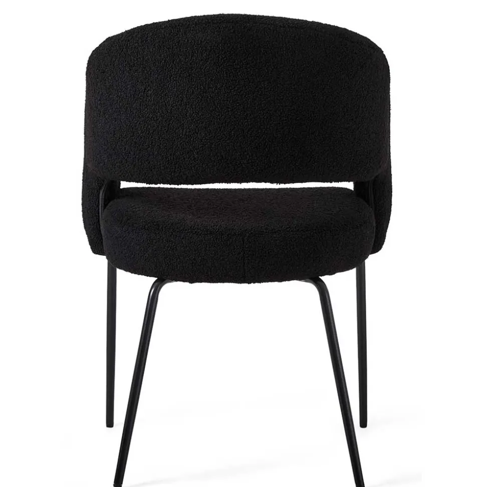 Boucle Armlehnenstuhl in Schwarz - Ivonata (2er Set)