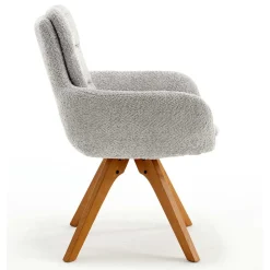 Boucle Armlehnstuhl mit Holz-Drehgestell - Udolph (2er Set)