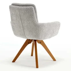 Boucle Armlehnstuhl mit Holz-Drehgestell - Udolph (2er Set)