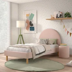 Boucle Einzelbett in Rosa mit Natur - Skylab