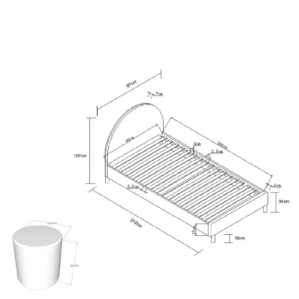 Boucle Einzelbett in Rosa mit Natur - Skylab