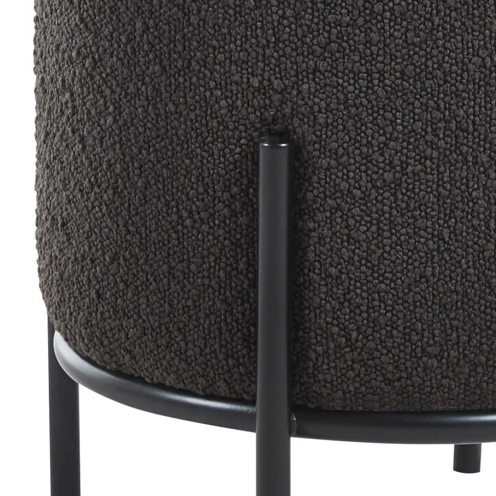 Boucle Polsterhocker in Anthrazit - Pizaras