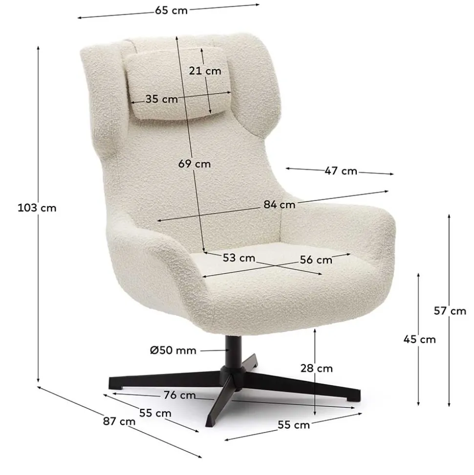 Boucle Polstersessel mit Drehgestell - Cacillo