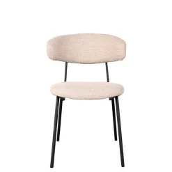 Boucle Polsterstuhl in Beigegrau - Flair (2er Set)