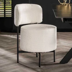 Boucle Polsterstuhl in Weiß - Tondo