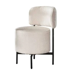 Boucle Polsterstuhl in Weiß - Tondo