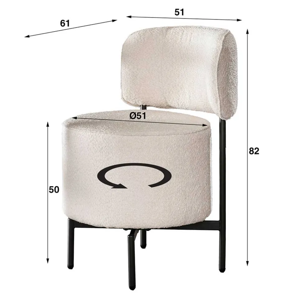 Boucle Polsterstuhl in Weiß - Tondo