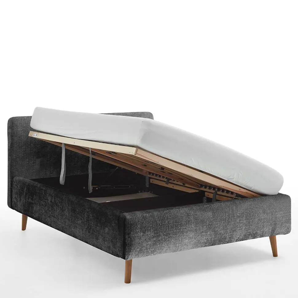 Boucle Stauraumbett in Anthrazit - Seen