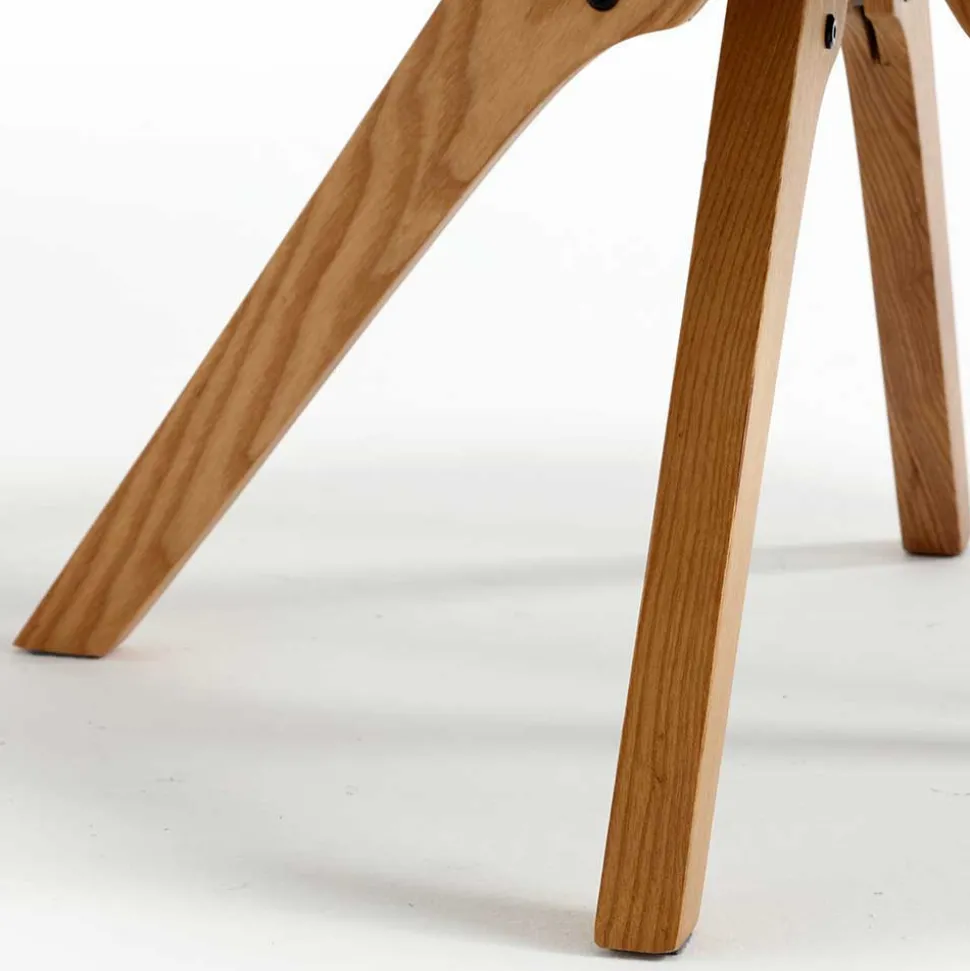 Boucle Tischsessel mit Holz Drehgestell - Corpus (2er Set)