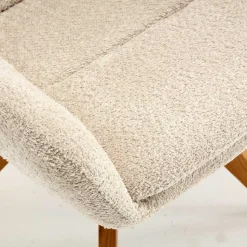 Boucle Tischsessel mit Holz Drehgestell - Corpus (2er Set)