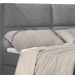 Boxbett mit grauem Webstoffbezug - Loerena