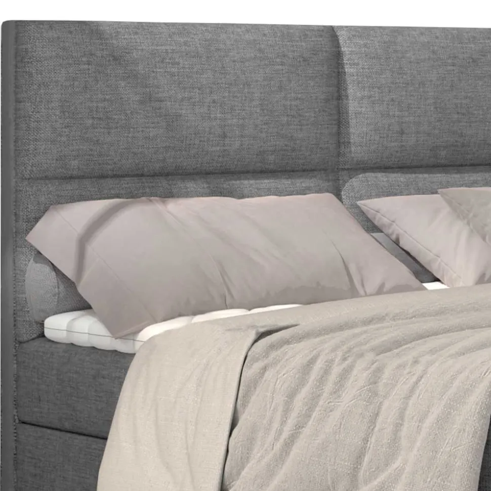 Boxbett mit grauem Webstoffbezug - Loerena