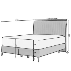 Boxspring Bett in Dunkelgrau Velours - Gaddy