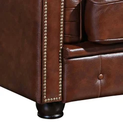 Braune Polstergarnitur aus Echtleder - Pluna (dreiteilig)