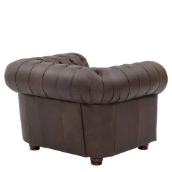 Brauner Chesterfieldsessel mit Lederbezug - Pluna