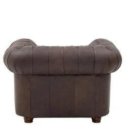 Brauner Chesterfieldsessel mit Lederbezug - Pluna