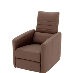 Brauner Kunstledersessel mit ausklappbarer Lehne - Resceta