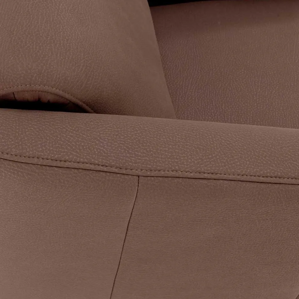 Brauner Kunstledersessel mit ausklappbarer Lehne - Resceta