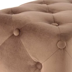 Brauner Polsterhocker aus Samt mit Knöpfen - Tijong