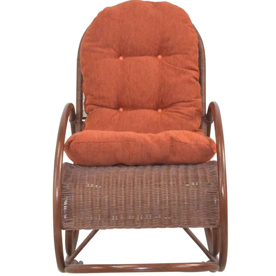 Brauner Schaukelstuhl aus Rattan Geflecht - Oktaria